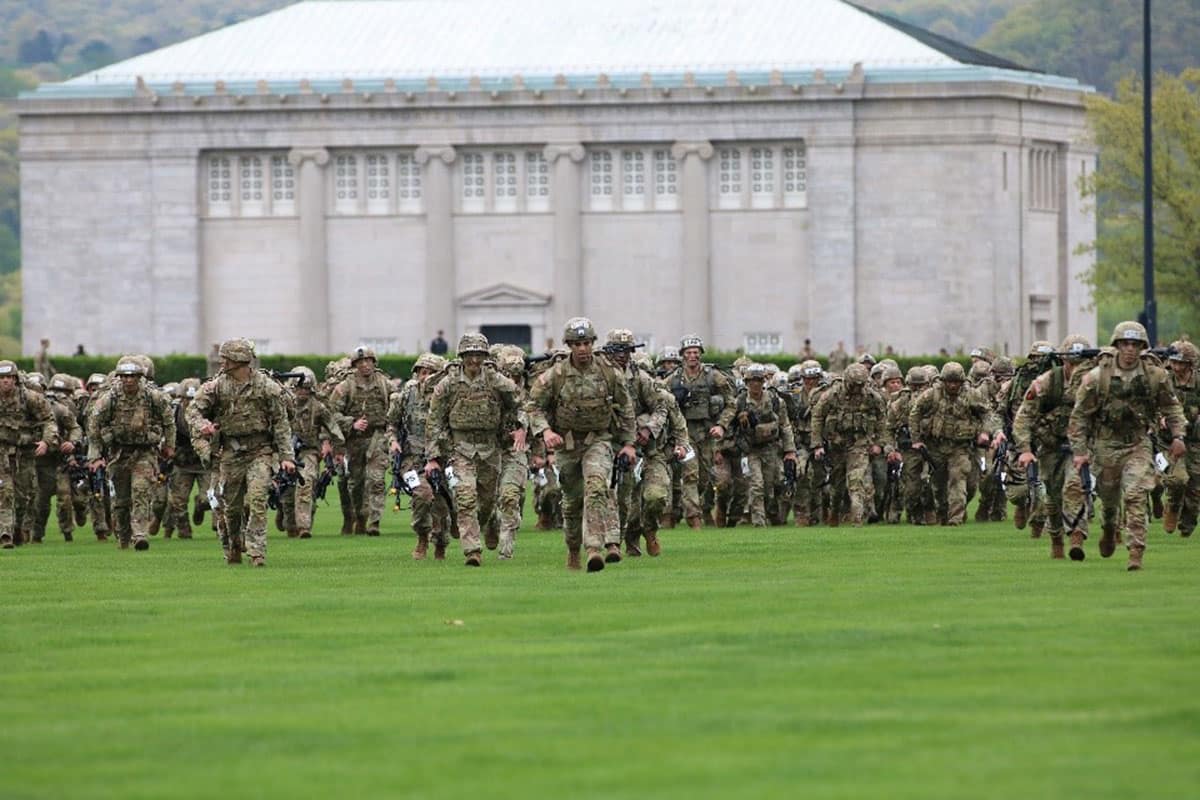 Cadets set out on an eight-mile ruck event