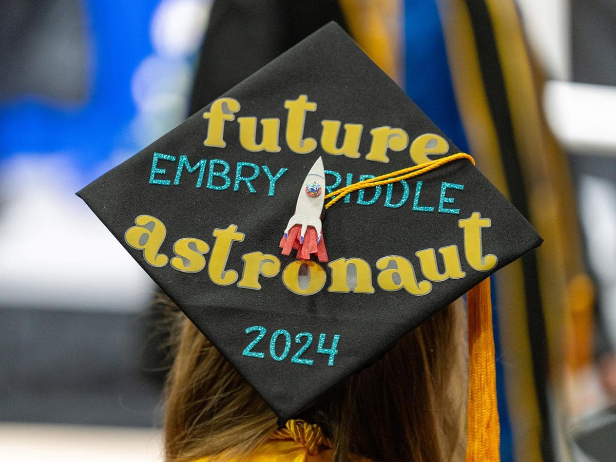 Decorated top of a graduation hat