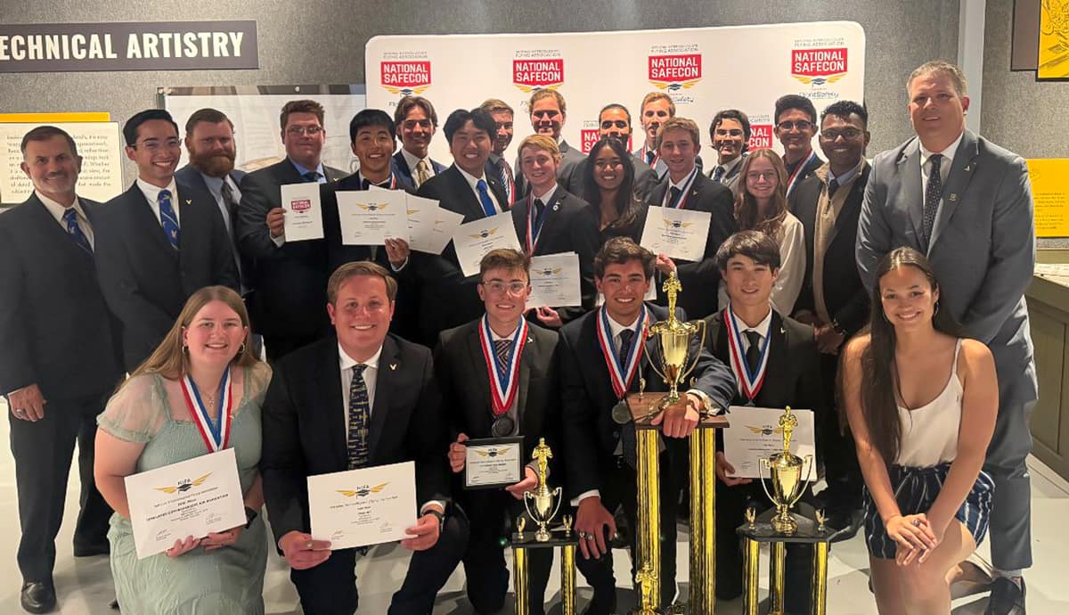 Embry-Riddle’s Golden Eagles Flight Team clinched the national championship at the 2025 NIFA SAFECON competition