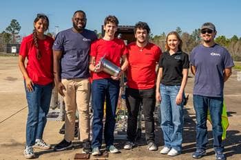 Project Triton’s original design team, ERPL club members (from left) Sakshi Khidake, Justin Robinson, Matthew LaBombard, Travis Sevin, AJ Giza and Josafath Lopez Villages