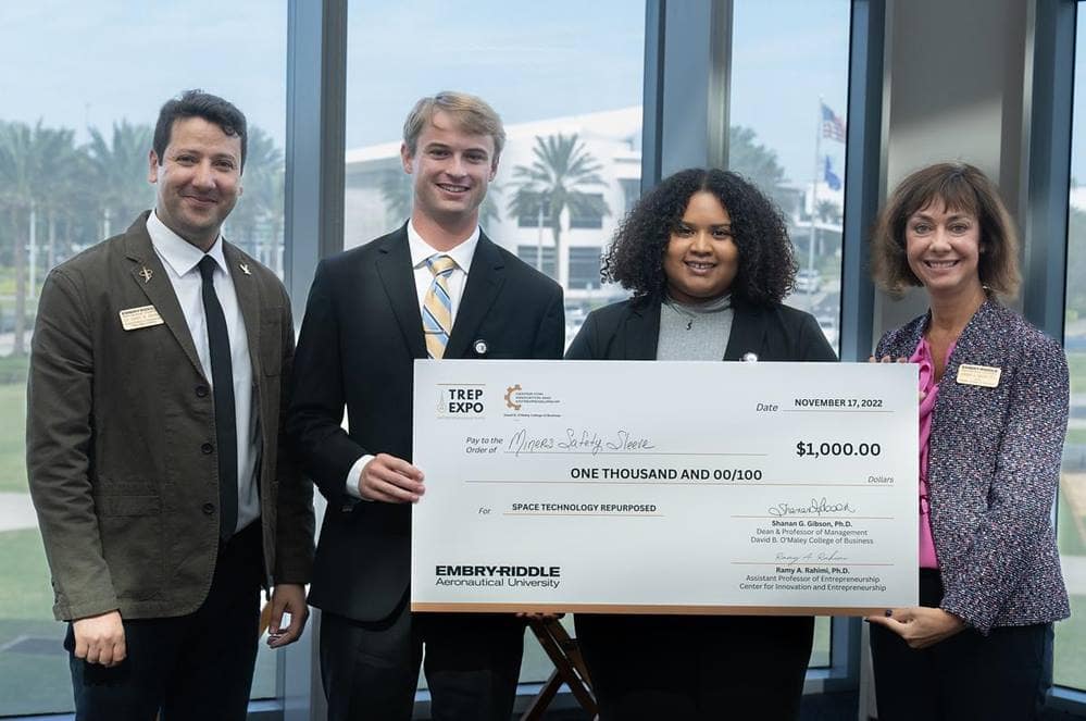 Dr. Ramy Rahimi, undergraduate students Greg Stirrat and Syanne Andino, and Dr. Shanan Gibson