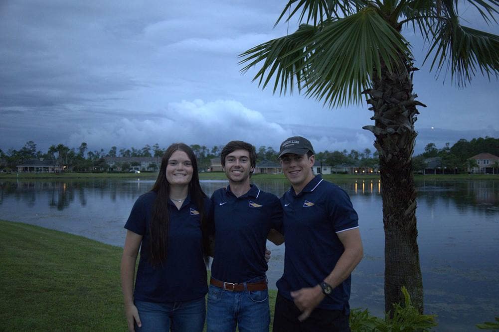 Embry-Riddle Sailing Club members Paige Arneson, Tim Dolan and Zechariah Frantz