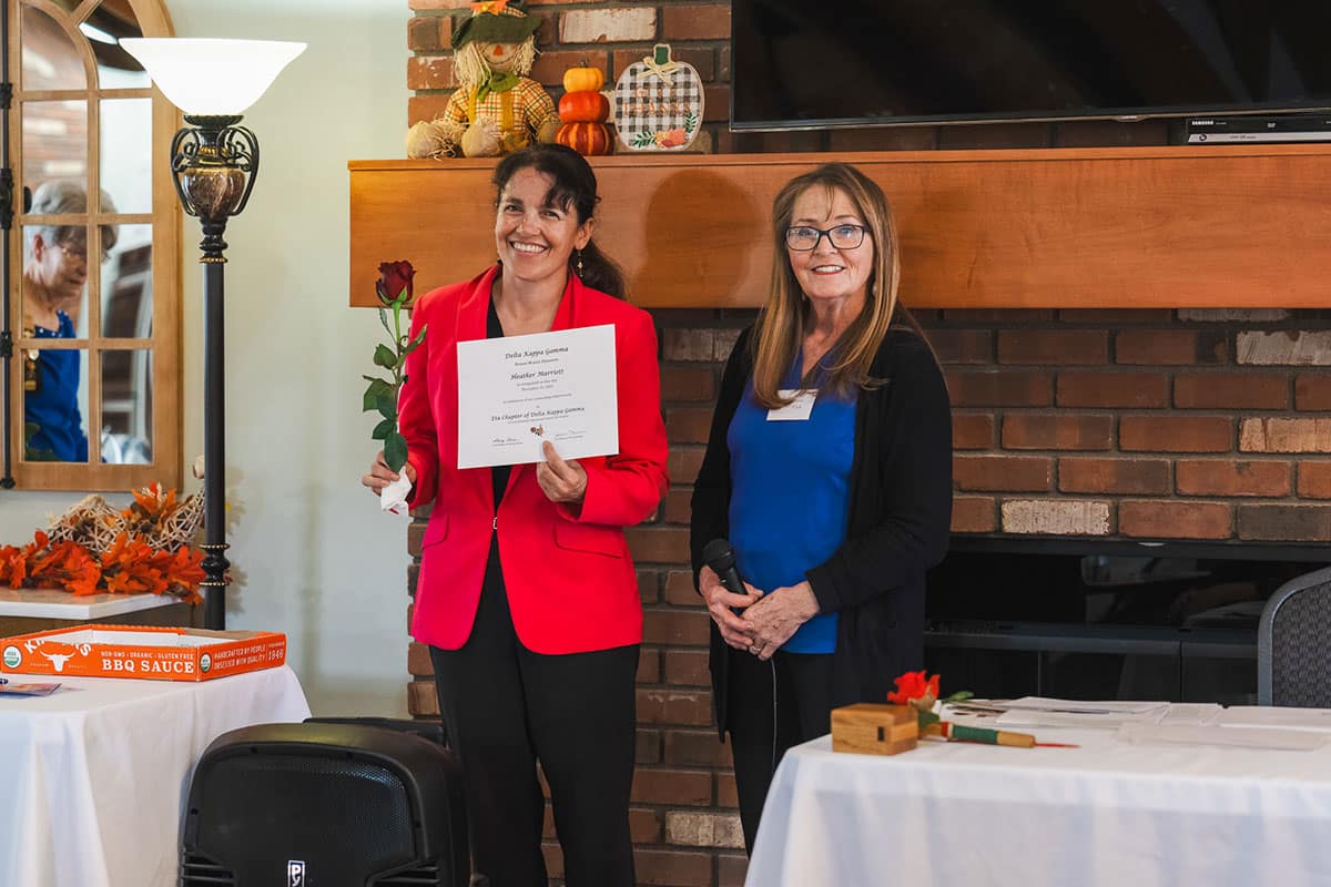 Heather Marriott (left), associate professor of Computer Science, and keynote speaker Susan Clark