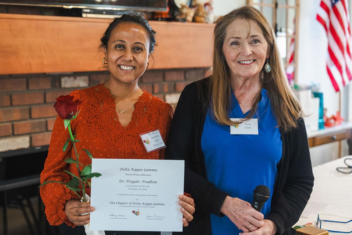 Dr. Pragati Pradhan (left), assistant professor of Physics and Astronomy, and keynote speaker Susan Clark