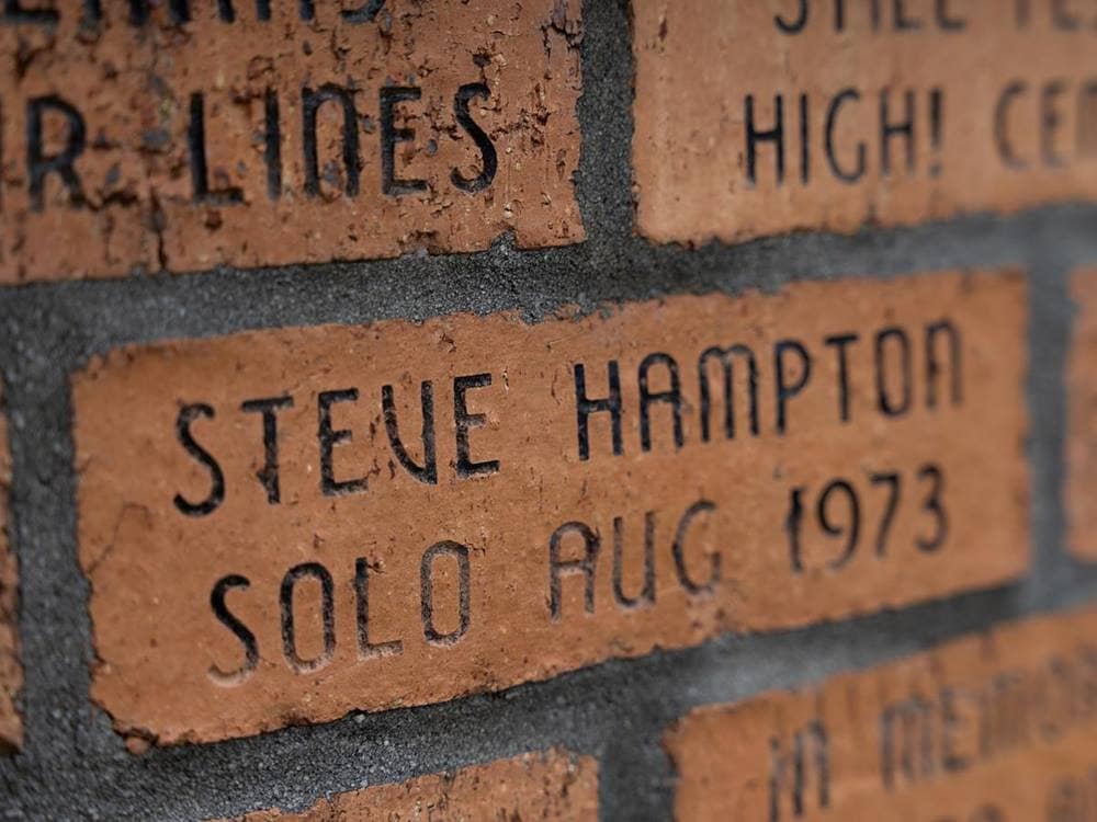 A brick commemorating Embry-Riddle Professor Steve Hampton’s first solo flight in 1973