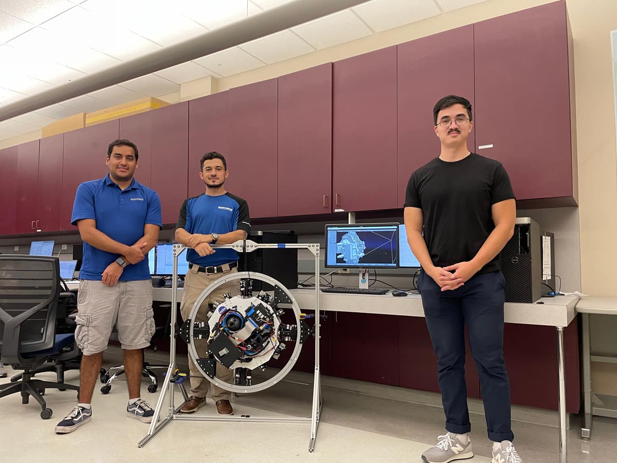 Men stand in an ERAU Lab