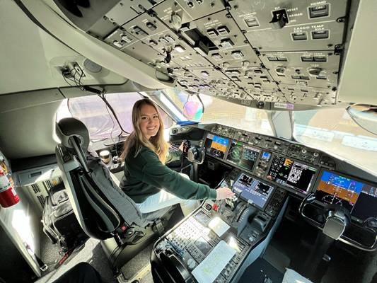 Michele Tabor in a cockpit.