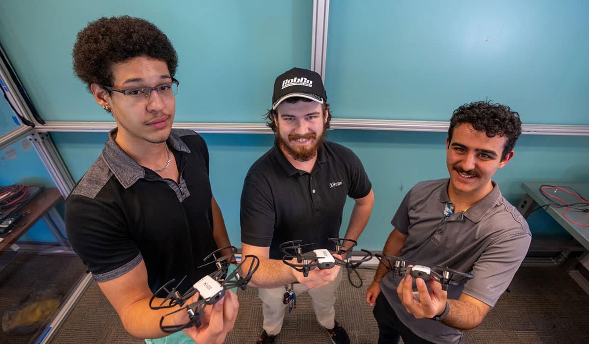 Embry-Riddle students Ethan Thomas, Bryan Gonzalez and Daniel Golan