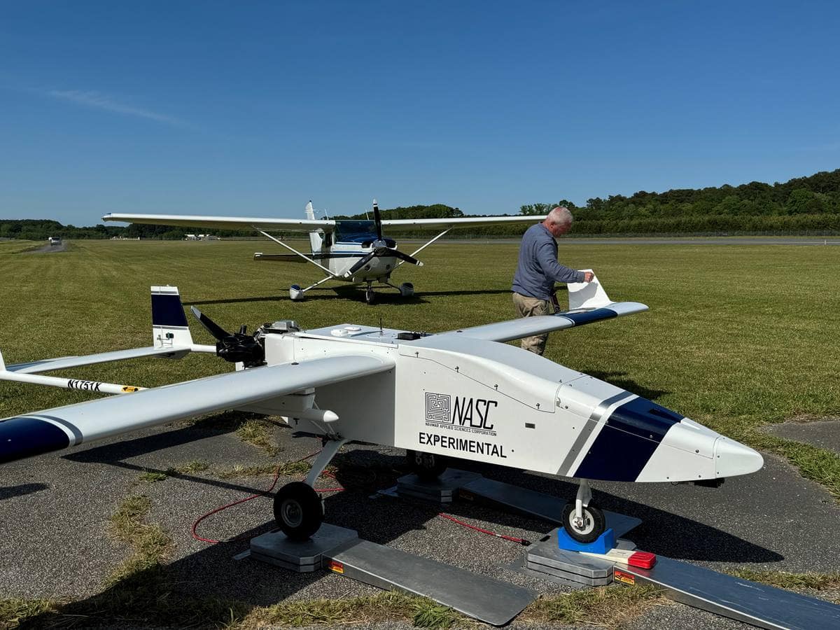 The LUCE project team stands in front of aircraft at a live flight demonstration in April at Accomack County Airport in Virginia. (Photo: LUCE Team)