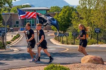 Embry-Riddle Air Force and Army ROTC detachments on the Prescott Campus participate in a 9/11 memorial run