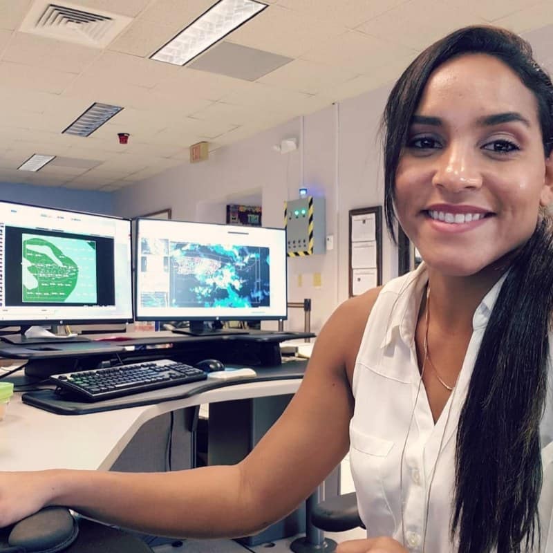 Embry-Riddle Alum Amaryllis Cotto serving in the Air Force Reserve as an Aerial Reconnaissance Weather Officer for the hurricane hunting Weather Reconnaissance Squadron