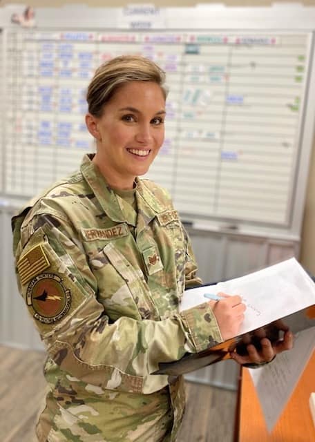 Krystal Hernandez graduated in May with a B.S. in Aviation Business Administration from the Worldwide Campus, is the administrative assistant to the commander of the 53rd Weather Reconnaissance Squadron. 