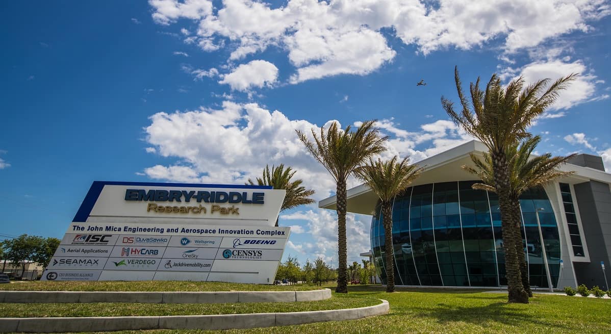 MicaPlex sign on Clyde Morris Boulevard by Embry-Riddle Aeronautical University in Daytona Beach.