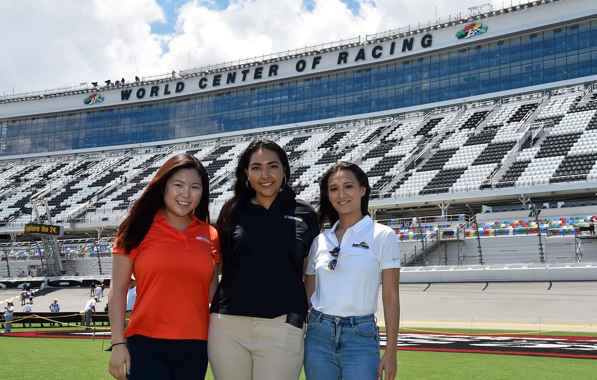 Embry-Riddle students pose for a picture at Daytona Beach International Speedway