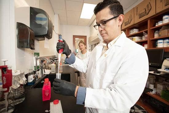 Jenifer Schuman and classmate Haleema Irfan (not pictured) will work with Dr. Hugo Castillo to study DNA damage in a low-orbit environment.