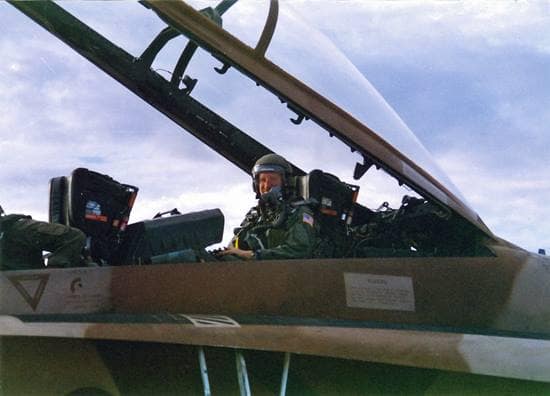 Scott Shappell sits in an F18.