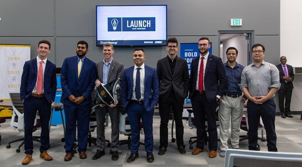 Six finalists competed at Embry-Riddle’s annual Launch Your Venture competition, which awarded cash prizes to three firms. (Photo: Embry-Riddle)