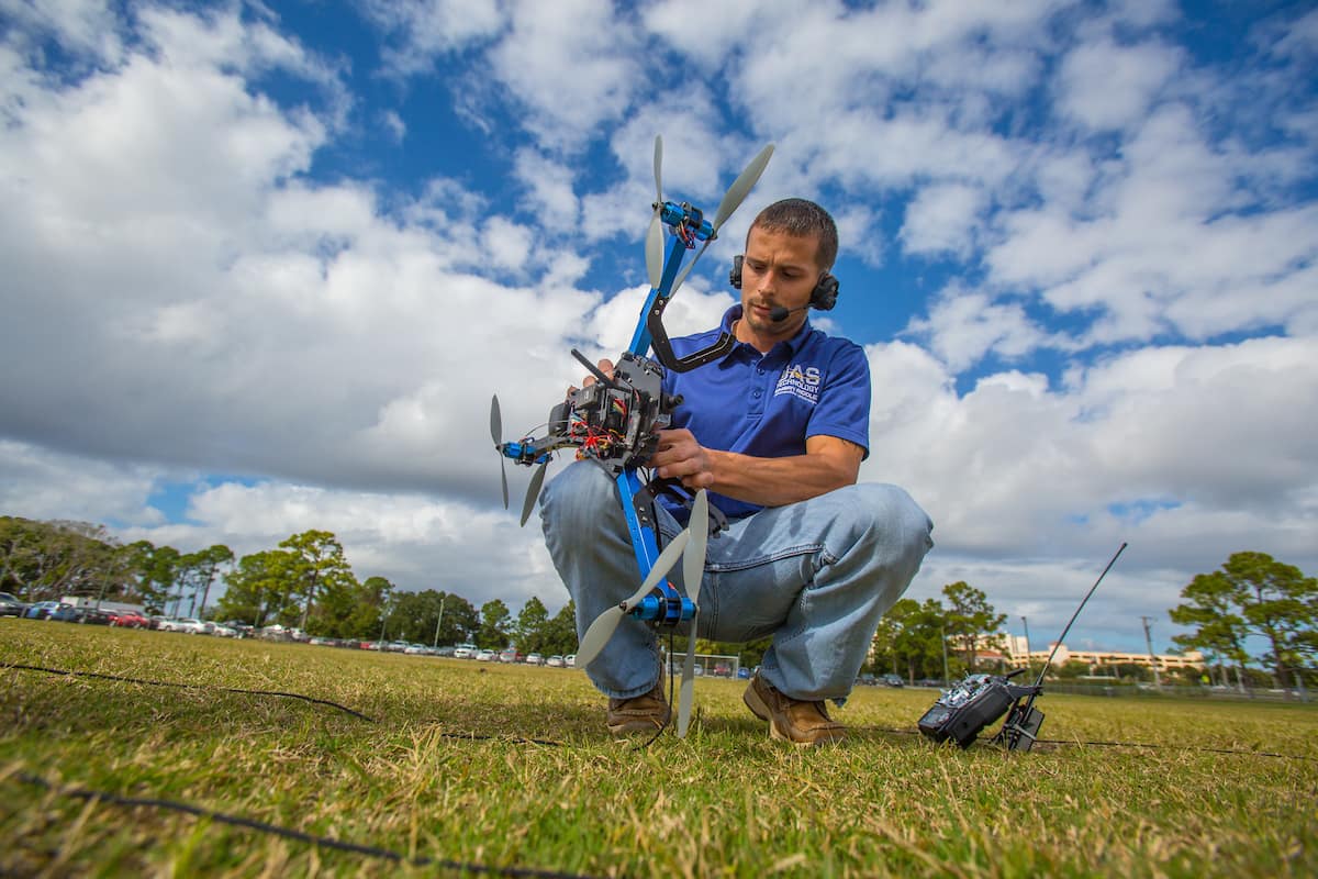 Embry-Riddle Aeronautical University's UAS club operates their quad copter on campus in Daytona Beach. (Embry-Riddle/David Massey)