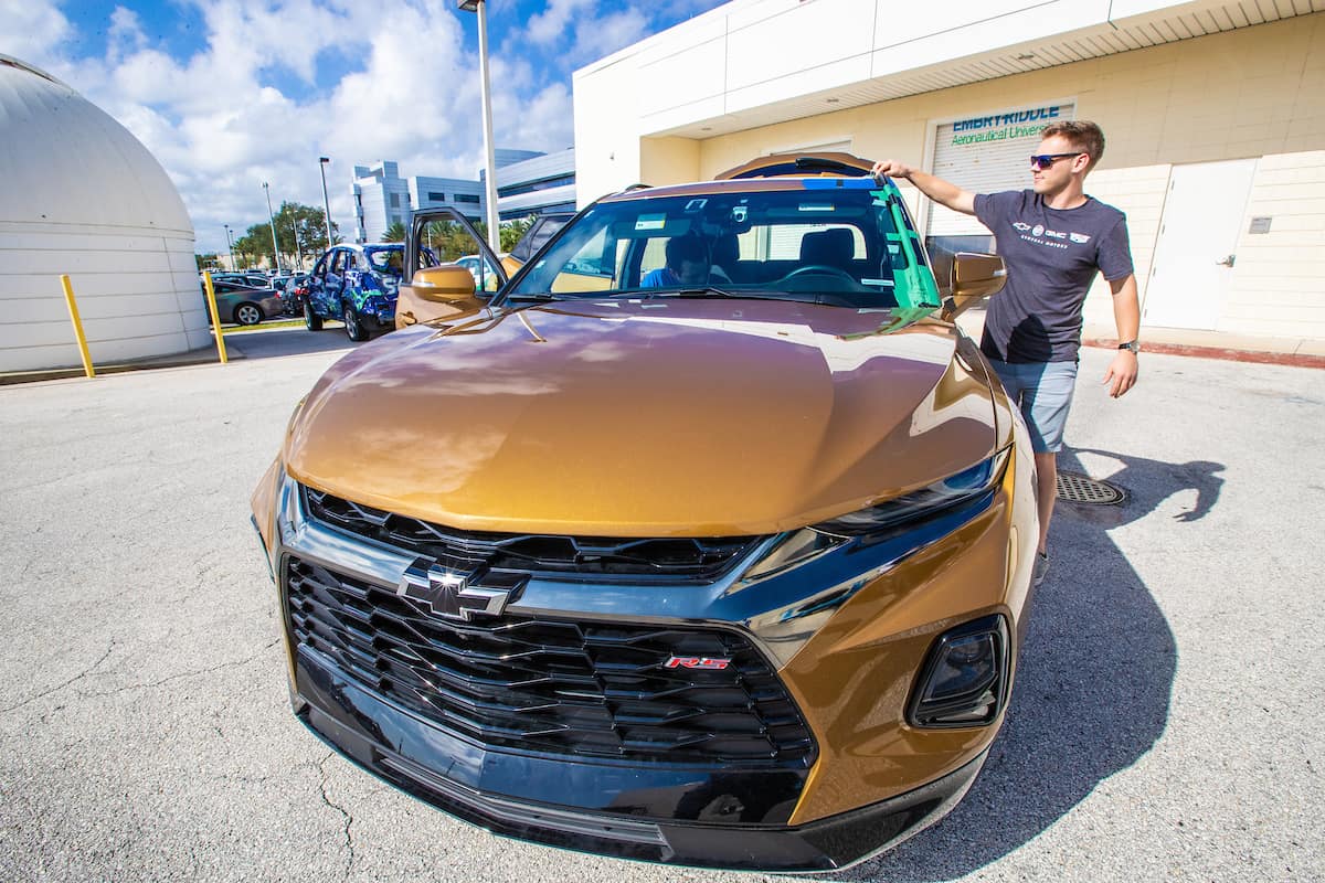 Student with the EcoCar.