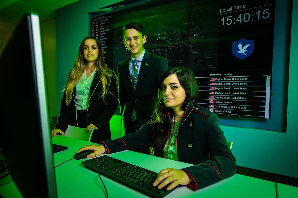 Graduate students Anna Baron and Noemí Miguélez, along with undergraduate Joshua Gordon, recently staged an aviation cybersecurity competition in Barcelona, Spain.