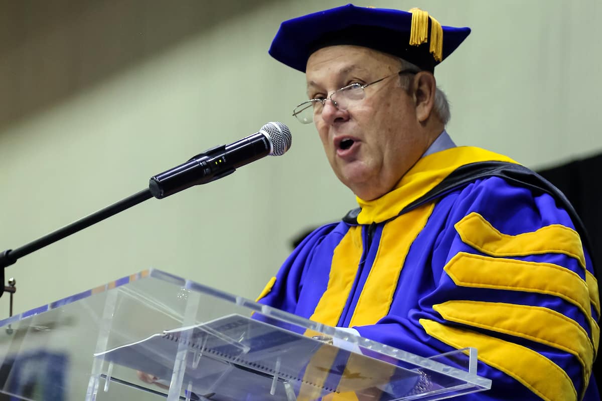David B'Omaley speaks at the Spring 2019 Worldwide Commencement