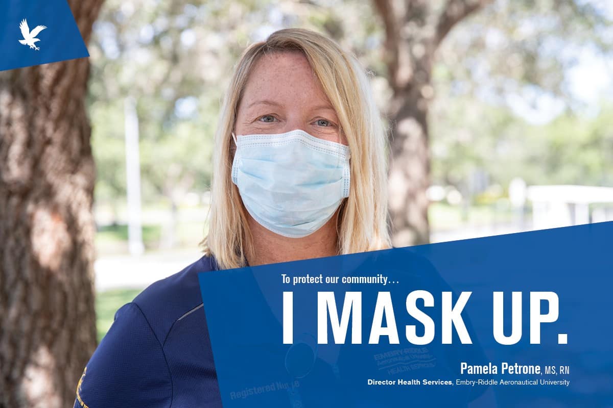 "To protect our community, I mask up" - Pam Petrone
