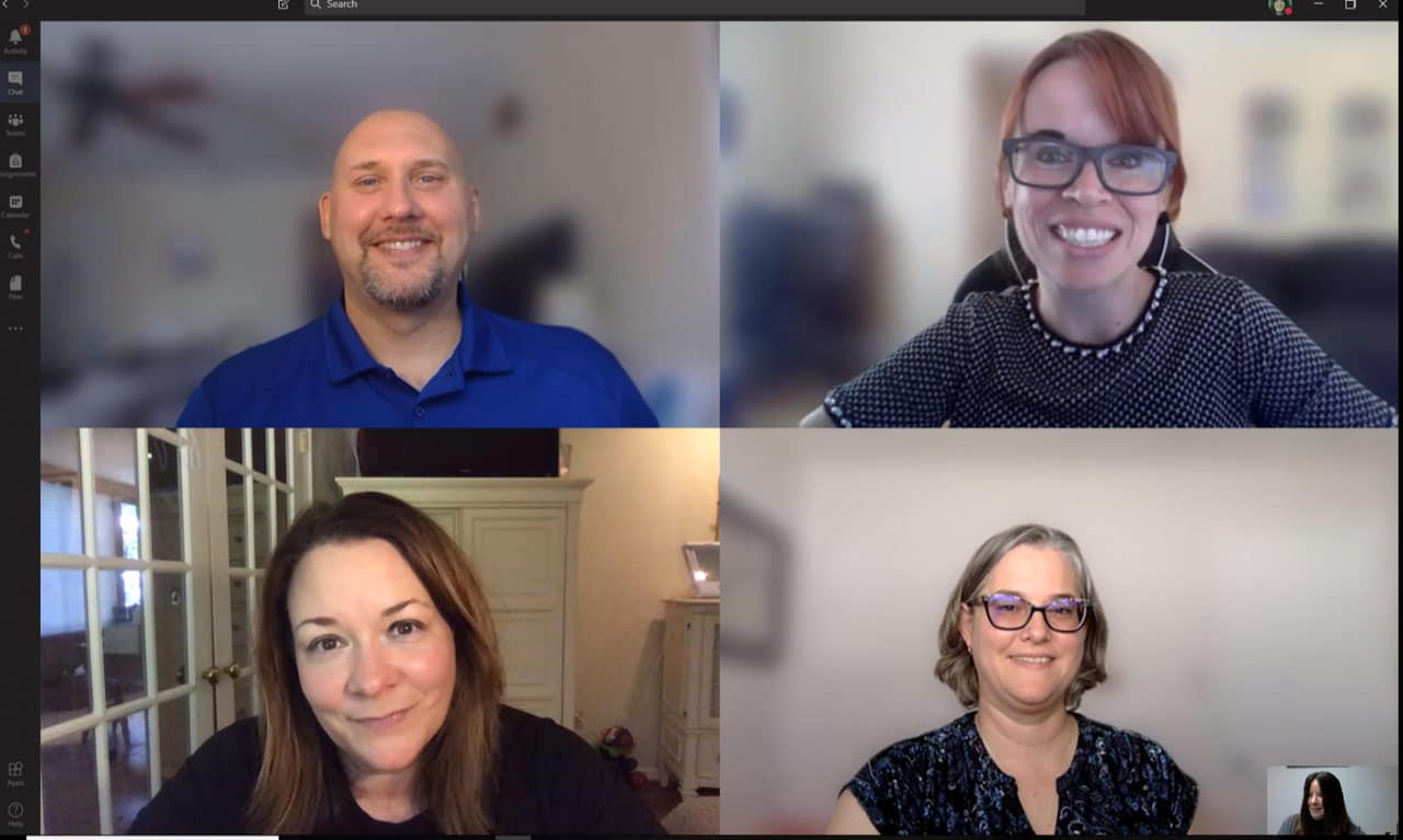 CTLE Associate Director Chad Rohrbacher (top left), CTLE Director Dr. Lori Mumpower (top right), Instructional Technologist Tracy Parodi (bottom left) and CTLE Associate Director Claudia Cornejo Happel (bottom right) lead Embry-Riddle’s Pivotal Pedagogy course for faculty members. (Photo: Embry-Riddle/Lori Mumpower)