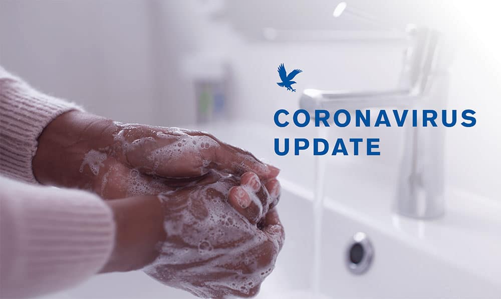 Coronavirus Update graphic, washing hands