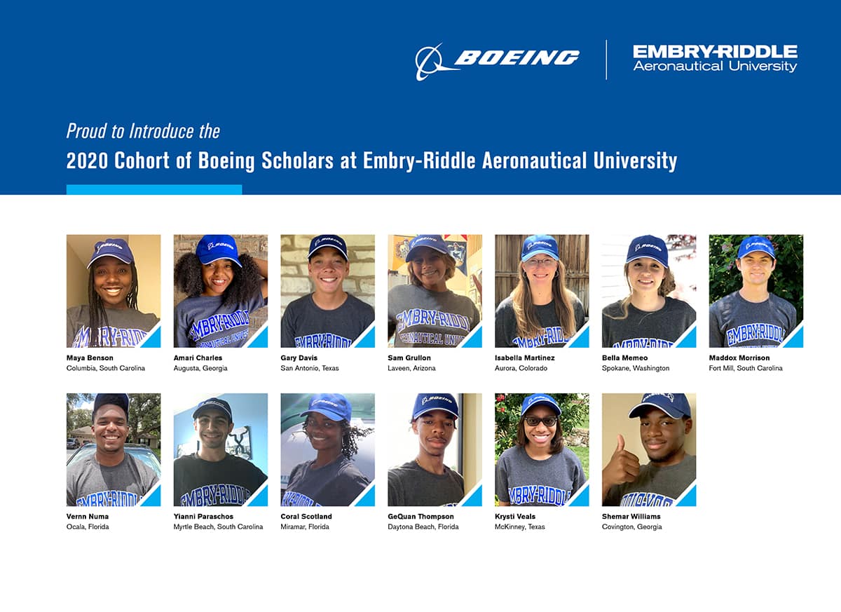 a collage of the boeing scholarship winners