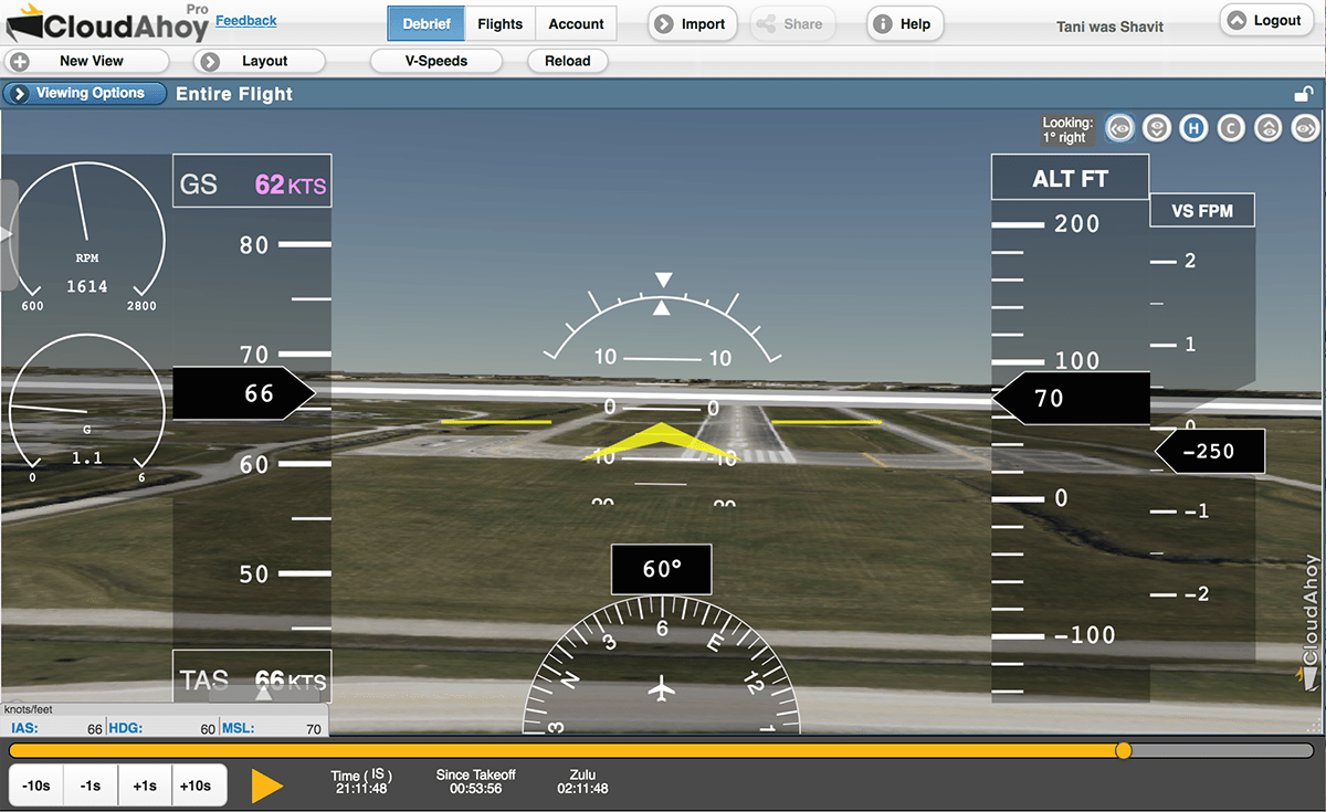 CloudAhoy will allow Flight students at Embry-Riddle to study data-driven objective assessments of their flights, and to relive their flights using powerful visualization and various display options — including a view from inside the flight deck. (Photo: CloudAhoy)
