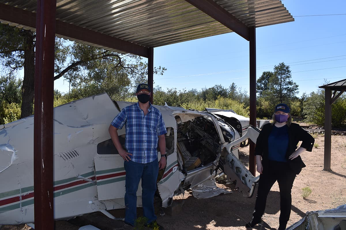 Embry-Riddle seniors Eli Murphy and Piper Forcier are working with the National Transportation Safety Board to digitally recreate the wreckage of TWA Flight 800. (Photo: Embry-Riddle)