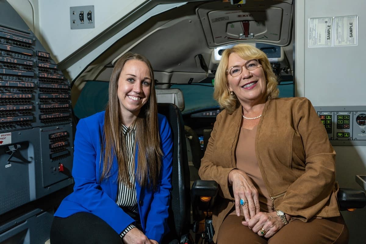 Research by aviation English specialist Jennifer Roberts (left), applied linguist Elizabeth Mathews and colleagues suggests that communication-related failures play a larger role in aviation accidents than previously assumed. (Photo: Embry-Riddle/Daryl LaBello)