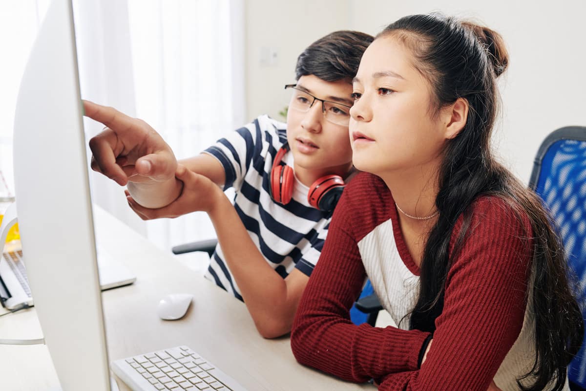 Kids using a computer