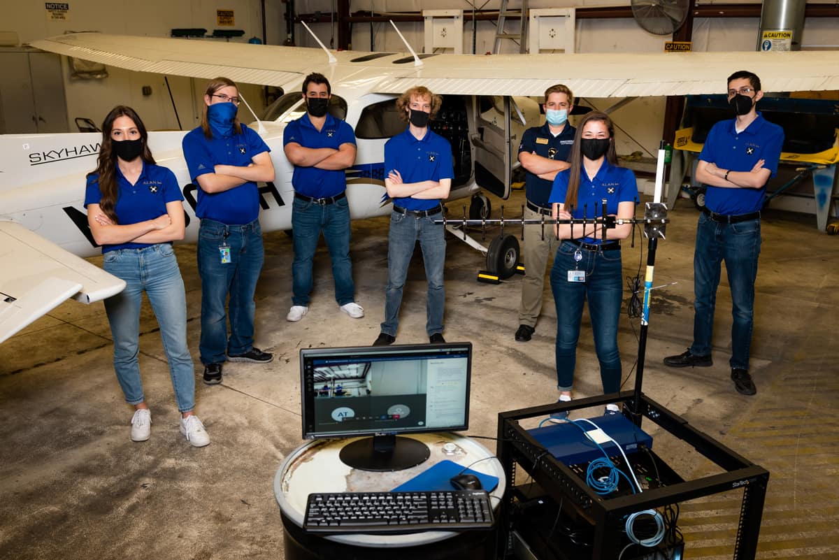 The Cyber UAS student demonstration group at Embry-Riddle’s Prescott Campus is comprised of Emily Ferrier, Jake Coolidge, Drew Grobmeier, Brandon Nepute, Michael Ledermann, Michaela Adams and Quinn Razak. 