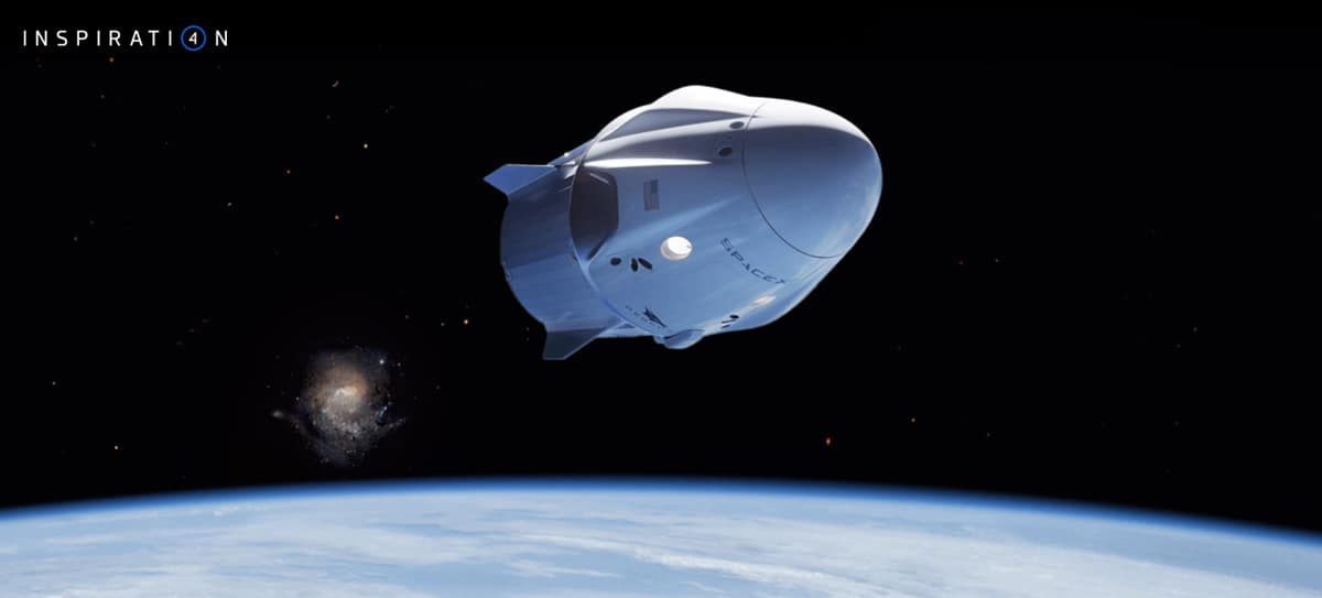 The Inspiration4 mission will travel in a SpaceX Crew Dragon spacecraft, rendered here. (Photo: SpaceX)
