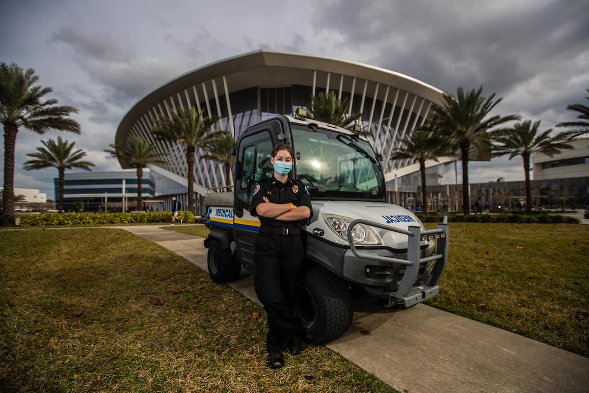 Mary Ellis, chief of Embry-Riddle’s student-directed Emergency Response Team, says the group has handled 1,700 calls for medical assistance since 2010. An Air Traffic Management major, Ellis has already scored a slot at the FAA Academy so that she can become a certified Air Traffic Controller after graduating from Embry-Riddle.