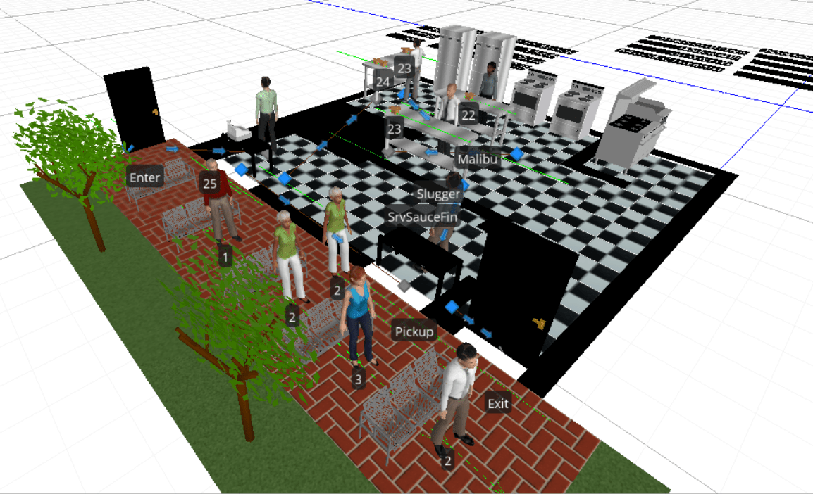 Simulation Science, Gaming & Animation undergrads from Embry-Riddle designed virtual restaurants in a recent simulation modeling competition, as a way of leveraging technology to increase the efficiency of real-world operations.
