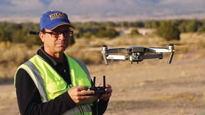 Dr. Joseph Cerreta flies a drone