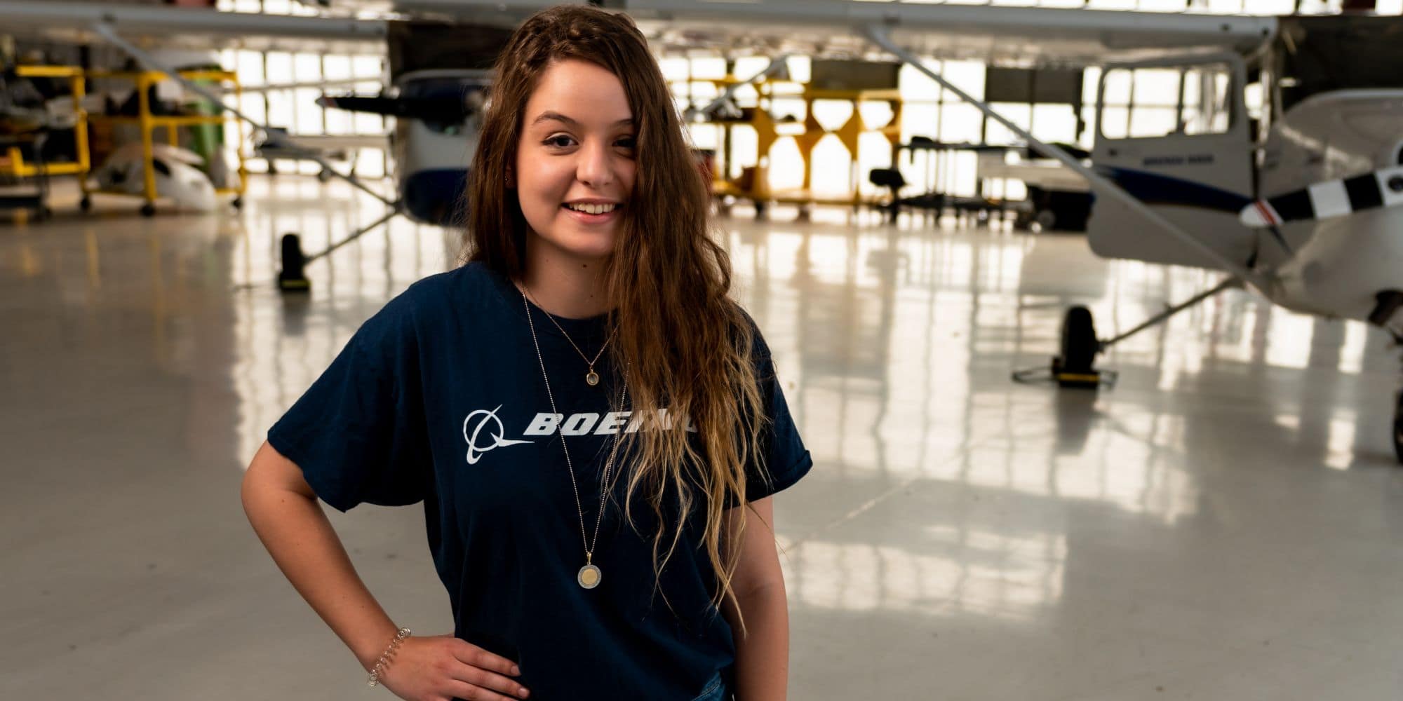 Embry-Riddle freshman Bella Memeo is a pilot, artist and Boeing Scholar. (Photo: Embry-Riddle/Connor McShane)