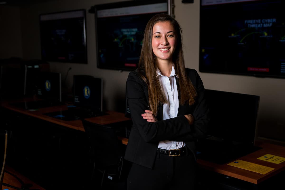 Michaela Adams, a recent graduate of Embry-Riddle Aeronautical University’s College of Security and Intelligence, is one of three Eagles to be named to Aviation Week Network’s 20 Twenties class of 2021. (Photo: Embry-Riddle/Connor Mcshane)
