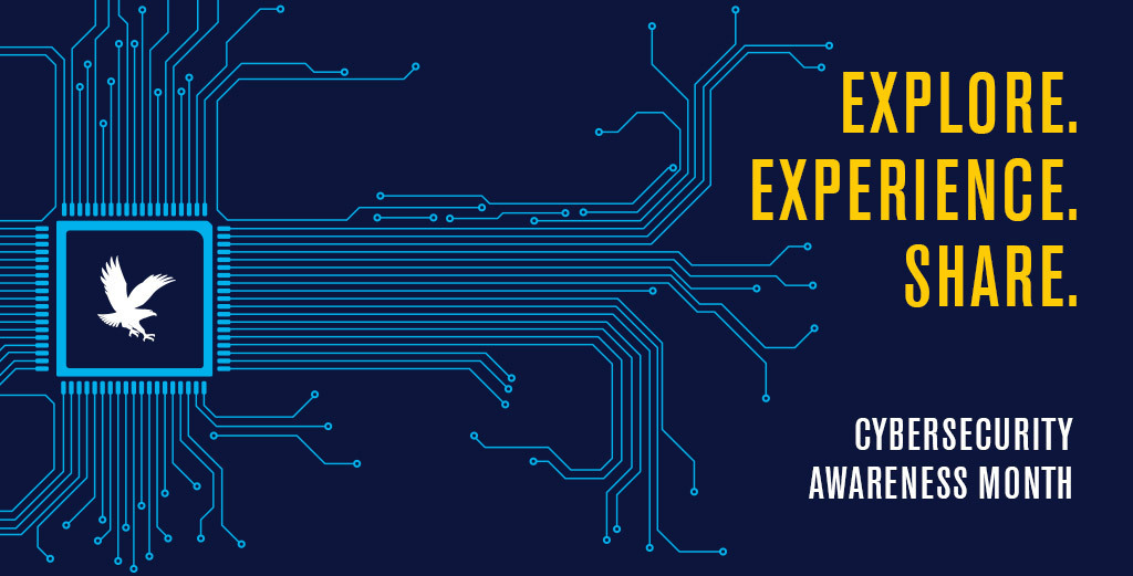 art of a circuit with text that says Cybersecurity Month