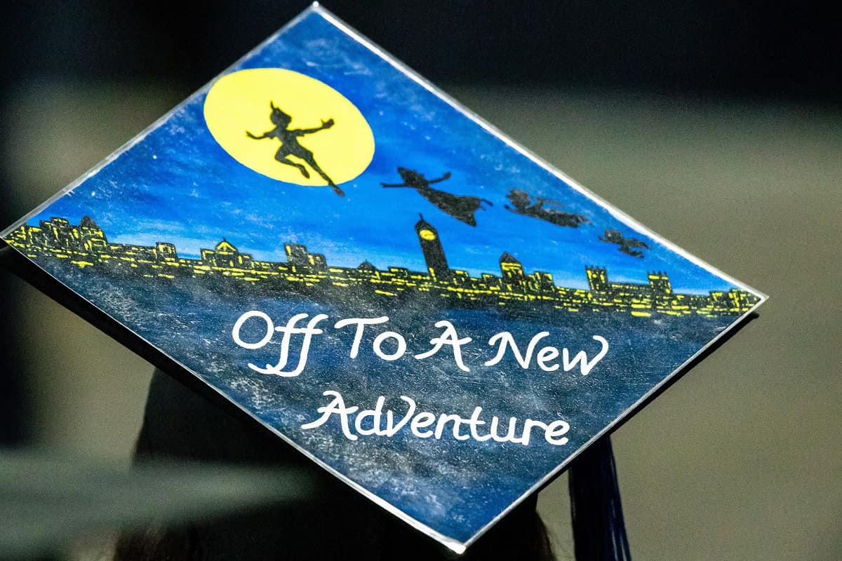 Decorated graduation cap at Embry-Riddle graduation