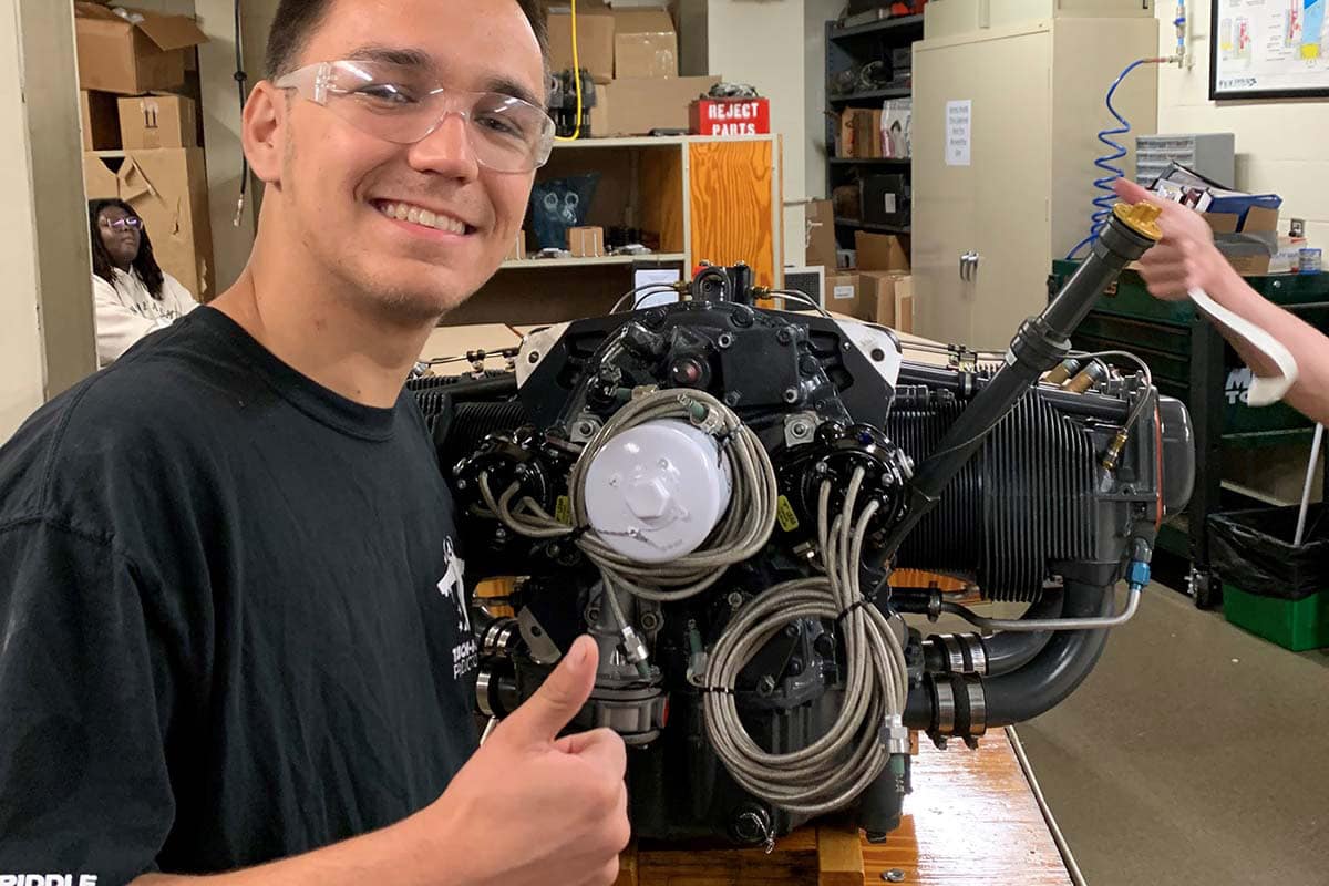 Junior AMS student Jack Wernet trains to become a commercial space technician at Embry-Riddle’s Aviation Maintenance Science program. (Photo: Jack Wernet)