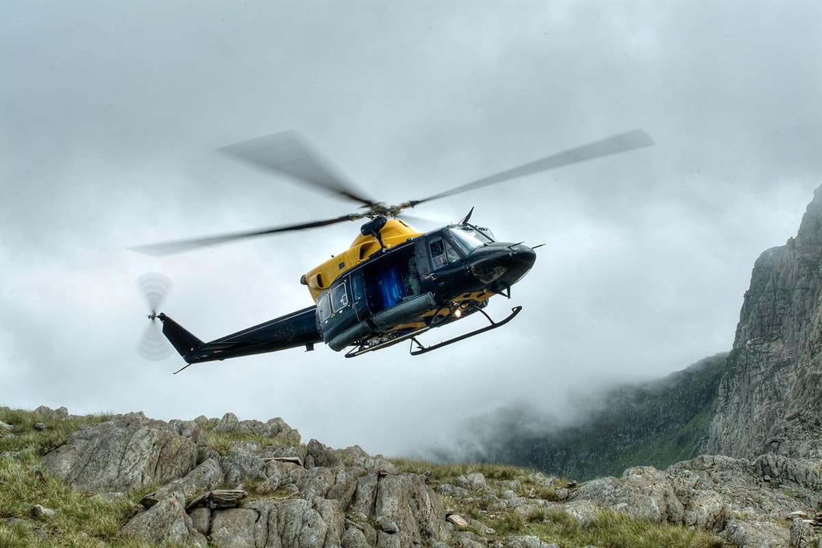 a Helicopter flying emergency rescue missions