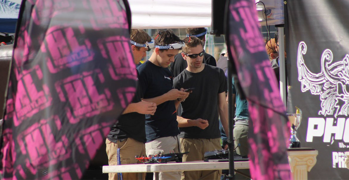 Students with quadcopters