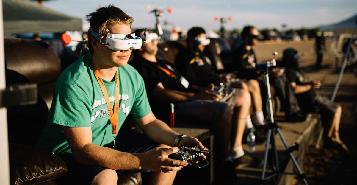 Student flying first person UAV