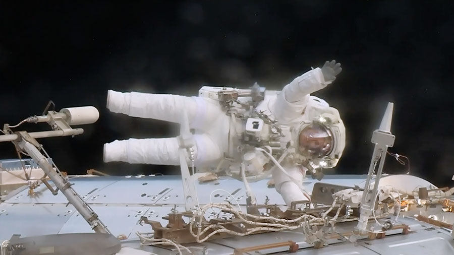 NASA astronauts Peggy Whitson on a spacewalk outside the International Space Station.