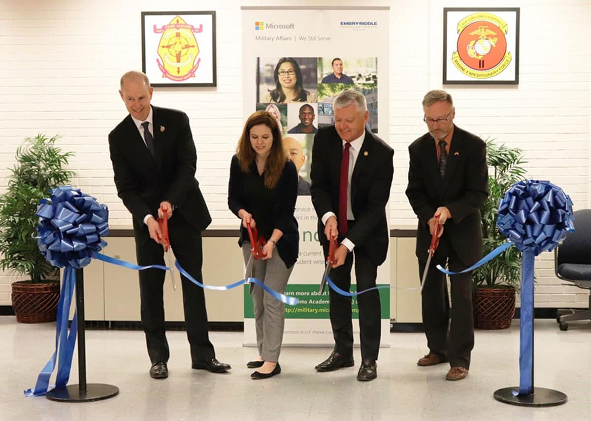 Ribbon-cutting ceremony at Embry-Riddle Worldwide's Camp Lejeune. 